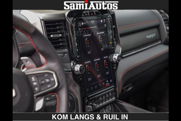 Dodge Ram TRX HELLCAT | 6.2 V8 712PK SUPERCHARGER | RODE STIKSELS | FULLY LOADED | CARBON | CREW CAB | DUBBELE CABINE | 5 PERSOONS | De specialist in Amerikaanse pick‑ups in Nederland en Europa.