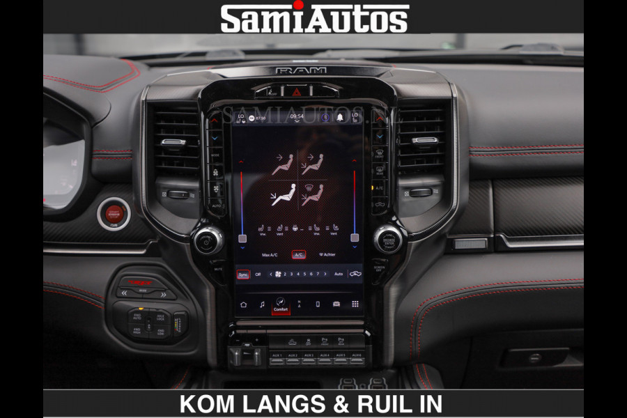 Dodge Ram TRX HELLCAT | 6.2 V8 712PK SUPERCHARGER | RODE STIKSELS | FULLY LOADED | CARBON | CREW CAB | DUBBELE CABINE | 5 PERSOONS | De specialist in Amerikaanse pick‑ups in Nederland en Europa.