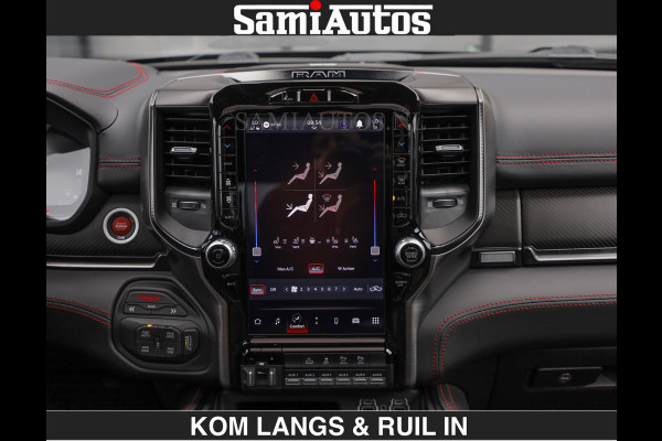 Dodge Ram TRX HELLCAT | 6.2 V8 712PK SUPERCHARGER | RODE STIKSELS | FULLY LOADED | CARBON | CREW CAB | DUBBELE CABINE | 5 PERSOONS | De specialist in Amerikaanse pick‑ups in Nederland en Europa.
