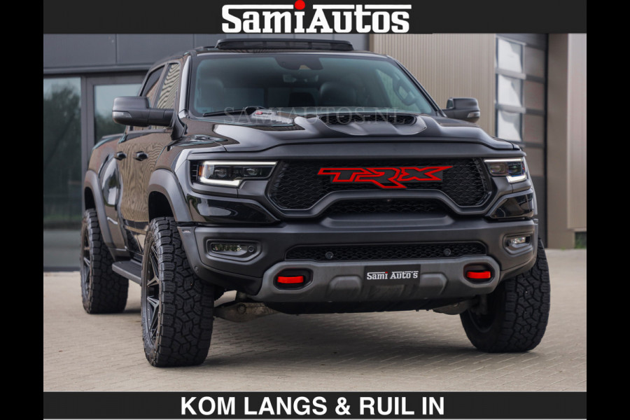 Dodge Ram TRX HELLCAT | 6.2 V8 712PK SUPERCHARGER | RODE STIKSELS | FULLY LOADED | CARBON | CREW CAB | DUBBELE CABINE | 5 PERSOONS | De specialist in Amerikaanse pick‑ups in Nederland en Europa.