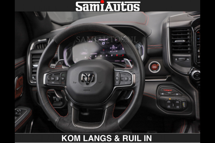 Dodge Ram TRX HELLCAT | 6.2 V8 712PK SUPERCHARGER | RODE STIKSELS | FULLY LOADED | CARBON | CREW CAB | DUBBELE CABINE | 5 PERSOONS | De specialist in Amerikaanse pick‑ups in Nederland en Europa.