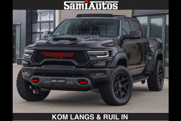 Dodge Ram TRX HELLCAT | 6.2 V8 712PK SUPERCHARGER | RODE STIKSELS | FULLY LOADED | CARBON | CREW CAB | DUBBELE CABINE | 5 PERSOONS | De specialist in Amerikaanse pick‑ups in Nederland en Europa.