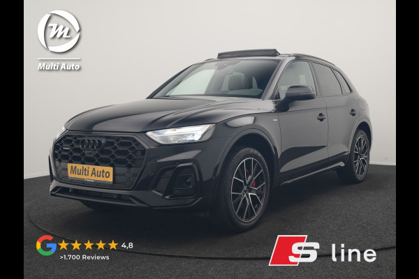 Audi Q5 55 TFSI e 2x S Line PHEV 367pk | Trekhaak Af Fabriek | Panodak | 360 Camera | Lederen Sportstoelen Memory & Verwarmd | Keyless | Blis | Apple Carplay | Cruise Control | Navigatie | DAB | Plug In Hybrid |
