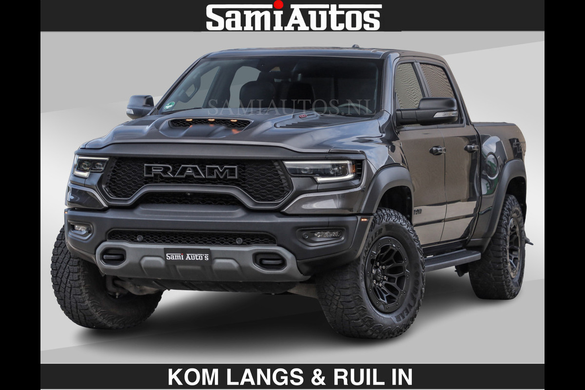 Dodge Ram TRX HELLCAT 712 PK 6.2 V8 | BOM VOL | GRANITE MET ZWART LEDER RODE STIKSELS | CREW CAB DUBBELE CABINE DC | 5 PERSOONS GRIJS KENTEKEN |
