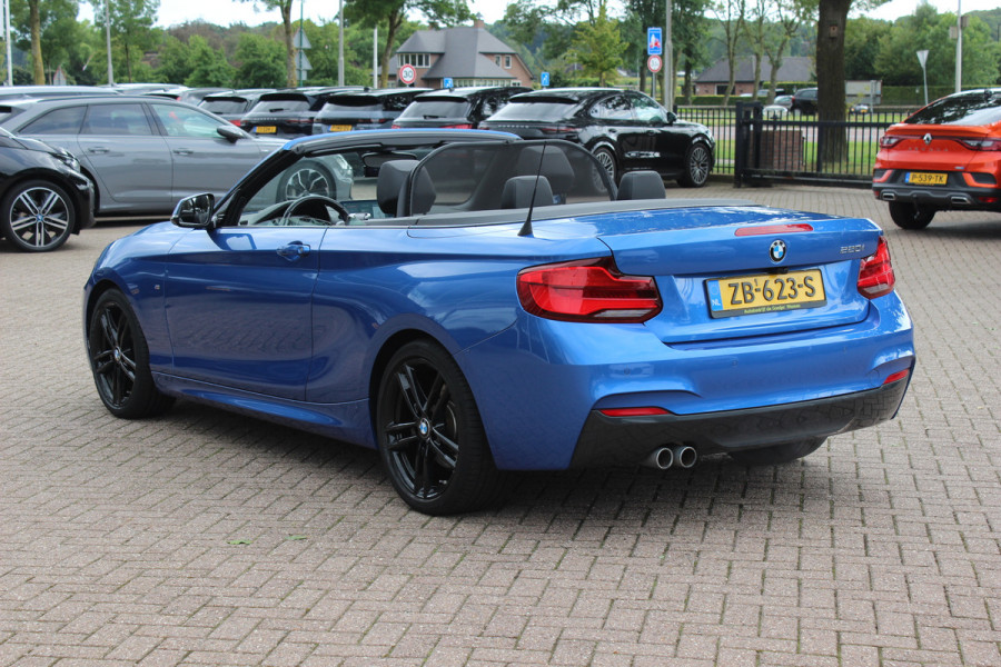 BMW 2 Serie Cabrio 220i High Exe. M Sport / 54.228 km/ NL Auto / Leder / CarPlay / Parkeerhulp V+A / 18'' / Windscherm / Sportstoelen / Stoelverwarming / DAB / Cruise Control