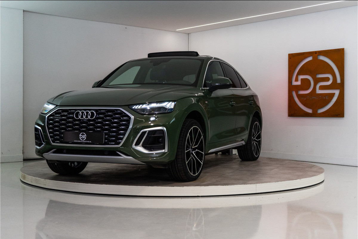 Audi Q5 Sportback 55 TFSI e S Line 367PK | District Green | Pano | Virtual | 21'' | SQ5 Sierstukken | 12 MND Garantie