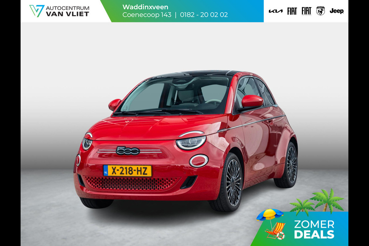 Fiat 500E 3+1 La Prima 42 kWh | Panodak l Camera l Leder | 17" | Clima | Adapt. Cruise | Winter Pack