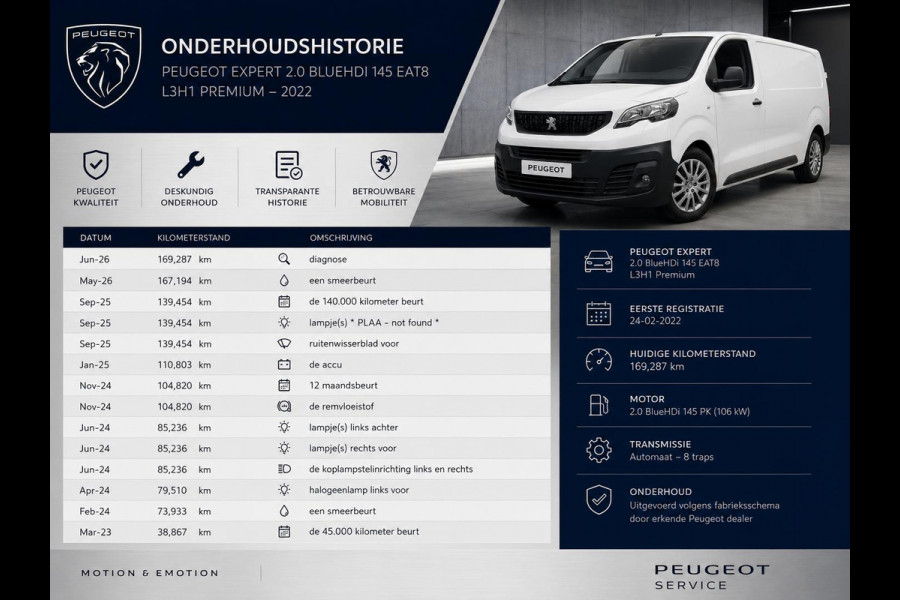 Peugeot Expert 2.0 BlueHDi 145pk Aut. Long Automaat 3 Zits Airco Cruise PDC Navi Carplay Multistuur