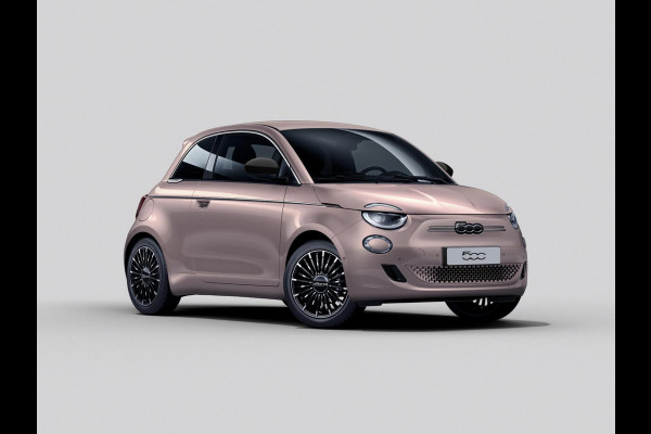 Fiat 500E La Prima 42 kWh | Uit voorraad leverbaar | Panoramadak | Adapt. Cruise | Pack Top Plus | Camera | Leder | Apple Carplay