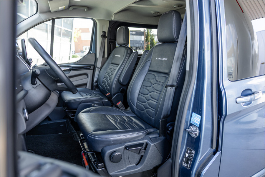 Ford Transit Custom 320 2.0 TDCI L2H1 Platinum Edition DC | Bi-Xenon | Navigatie | CarPlay | Camera | Lederen bekleding | Stoelverwarming | L+R Schuifdeur | DAB | Dubbel cabine | Nieuwe APK | Euro 6