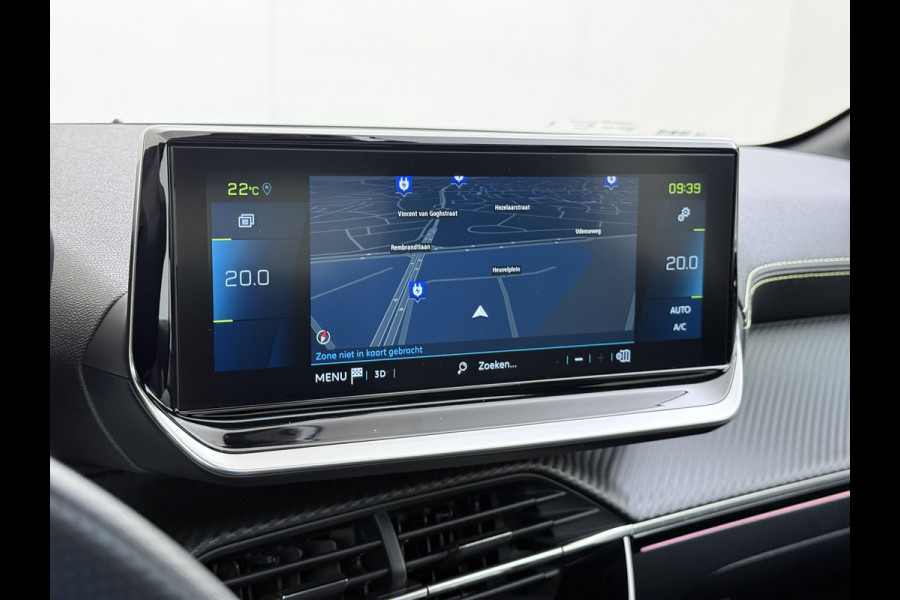 Peugeot e-208 EV GT350 SOH 98% Panoramadak Virtual Cockpit 360°Camera Keyless 3D-Navi Ecc Apple Carplay Android Auto Pdc Sensor dodehoek Regen-Lichtsensor Cruise Control Lmv Privacy Glas Isofix Led DAB Bluetooth 1e Eigenaar Dealeronderhouden Origineel Nederlandse Auto