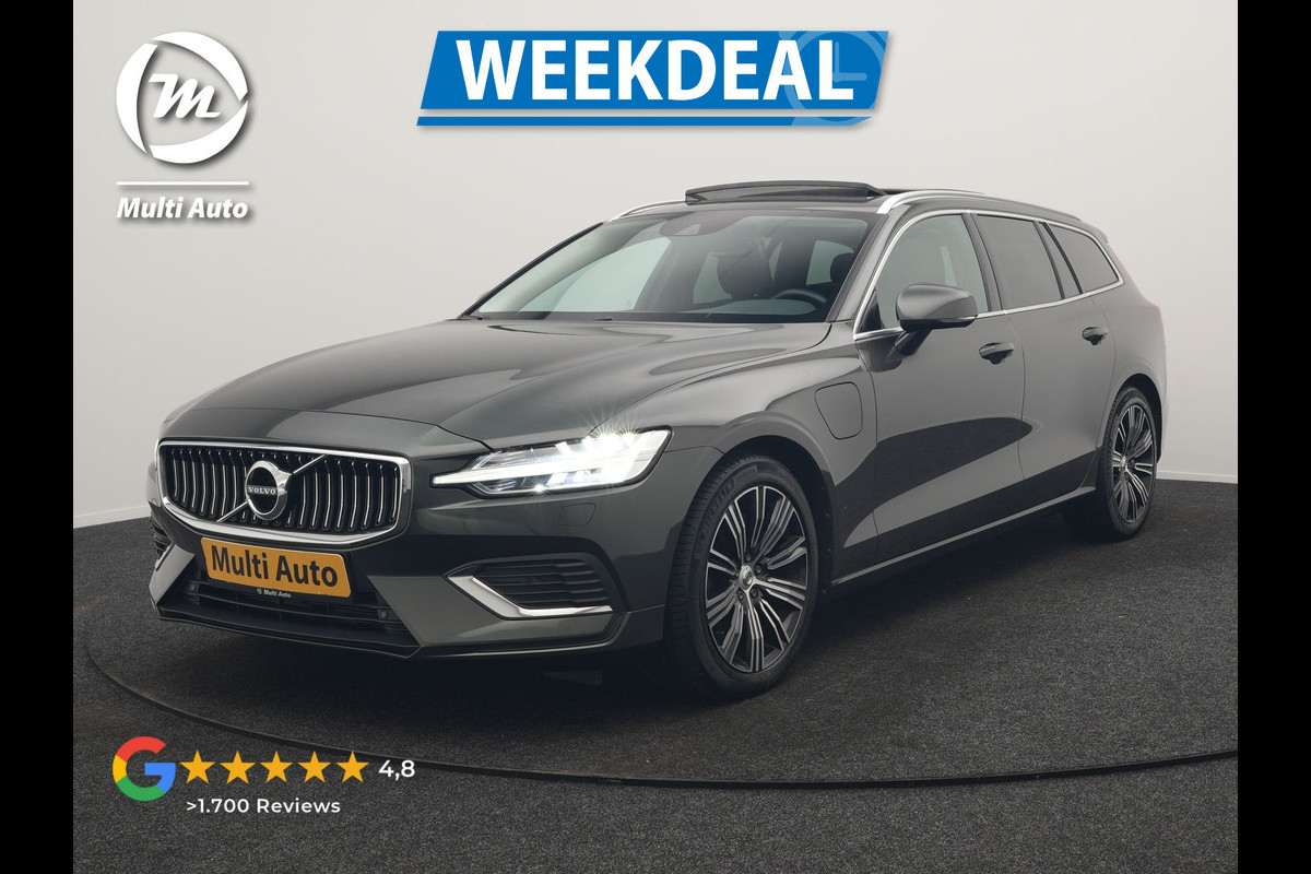 Volvo V60 T6 Recharge AWD Inscription PHEV 340pk | Panodak | Adaptive Cruise | Elektrische achterklep | Camera | Stoelen & Stuur Verwarmd | Keyless | Blis | Apple Carplay | Navigatie | DAB | Virtual | 18"L.M | Plug In Hybrid |