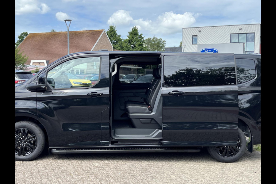 Ford Transit Custom 320 2.5 PHEV L2H1 Black Platinum DC 233pk | Dubbele cabine leder | DEMO | Full led | Dubbele zij-schuifdeur | Full options