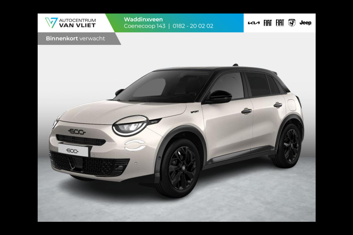 Fiat 600 1.2 Hybrid Sport | Clima | Camera | Adapt. Cruise | BSM | Navi | 18" | Winter Pack | Apple Carplay