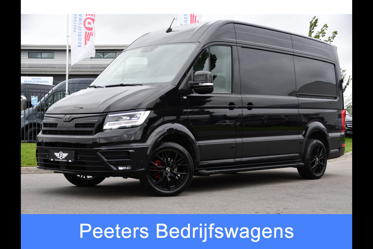 MAN TGE 3.180 35 2.0 L3H3 Black Edition Full Options! Adaptieve Cruise, Camera, Carplay, LED, 2 x Schuifdeur, Leder, Clima, Stoelverwarming, Automaat, 177pk, Uniek!