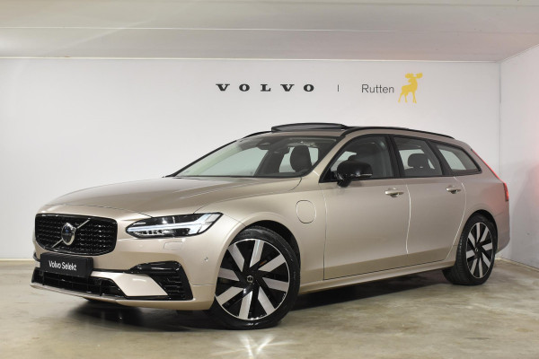 Volvo V90 T8 455PK Plug-in hybrid AWD Ultra Dark / Adaptive Cruise Control / Elektrisch panoramisch schuifdak / Head-up Display / Elektrische voorstoelen met geheugen / Trekhaak elektrisch uitklapbaar / Stuurverwarming / Stoelverwarming V+A / 360 Camera / Harman Kardon