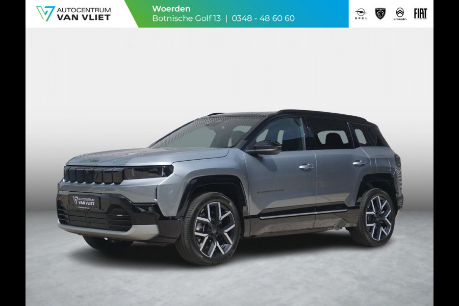 Jeep Compass First Edition 74 kWh | Adapt. Cruise | Camera | Carplay | 20" | Elektr. A-Klep | Navi | Winter Pack | Schuif/Kanteldak | Premium Pack | Conv. Pack | Warmtepomp