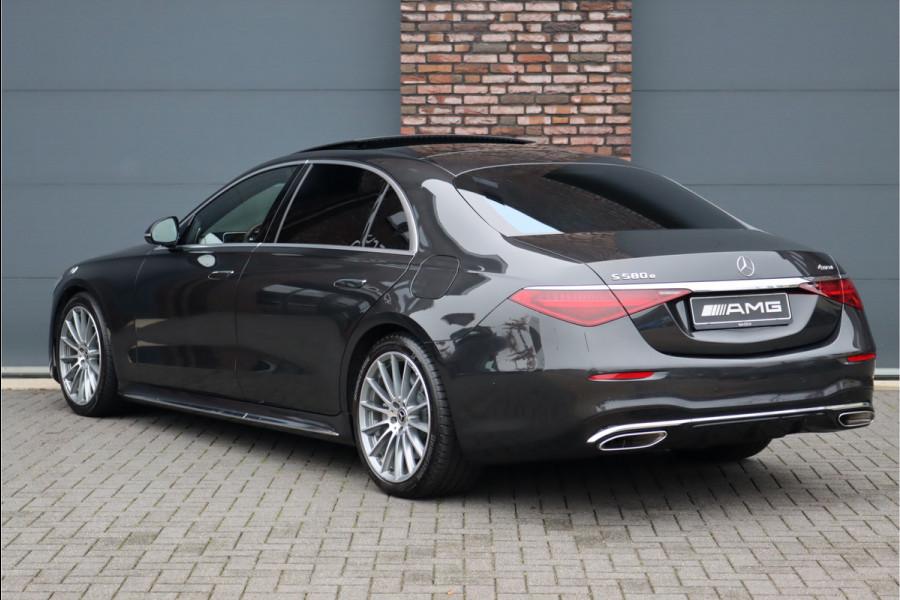 Mercedes-Benz S-Klasse 580 e 4MATIC Lang AMG Line | First-Class Rear Executivepakket | Airmatic | Achterasbesturing | Distronic+ | Burmester 4D | Koelbox | MBUX Tablet | Massage | Stoelventilatie | Verwarmd Stuurwiel |