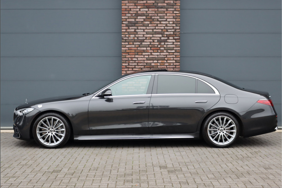 Mercedes-Benz S-Klasse 580 e 4MATIC Lang AMG Line | First-Class Rear Executivepakket | Airmatic | Achterasbesturing | Distronic+ | Burmester 4D | Koelbox | MBUX Tablet | Massage | Stoelventilatie | Verwarmd Stuurwiel |
