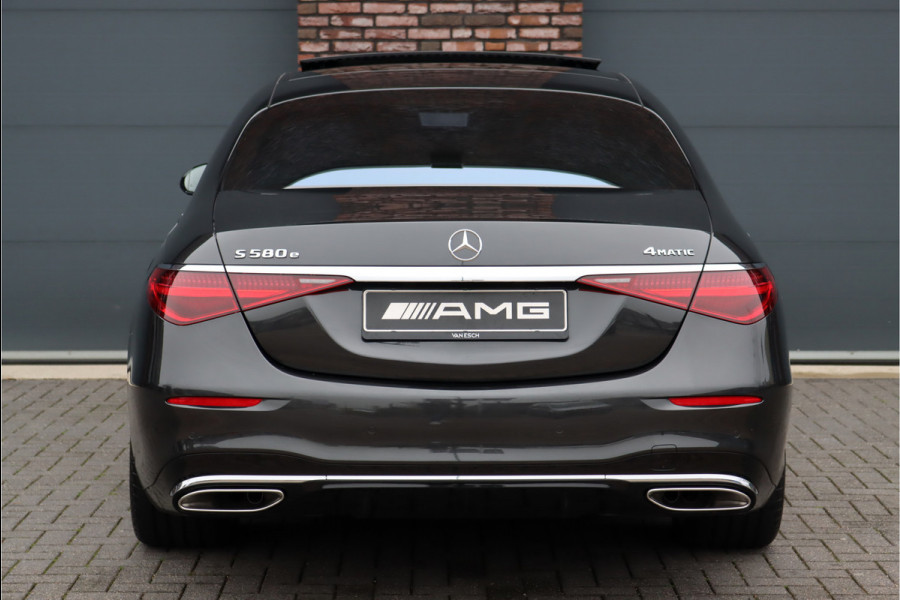 Mercedes-Benz S-Klasse 580 e 4MATIC Lang AMG Line | First-Class Rear Executivepakket | Airmatic | Achterasbesturing | Distronic+ | Burmester 4D | Koelbox | MBUX Tablet | Massage | Stoelventilatie | Verwarmd Stuurwiel |