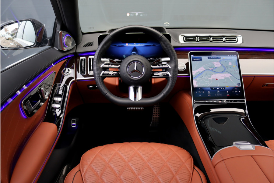 Mercedes-Benz S-Klasse 580 e 4MATIC Lang AMG Line | First-Class Rear Executivepakket | Airmatic | Achterasbesturing | Distronic+ | Burmester 4D | Koelbox | MBUX Tablet | Massage | Stoelventilatie | Verwarmd Stuurwiel |