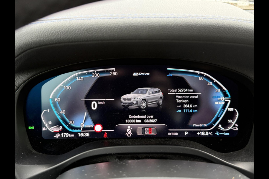 BMW X3 xDrive30e High Executive M SPORT | ELEKTRISCHE TREKHAAK| DEALER ONDERHOUDEN | 360 CAMERA | HEAD UP | LASER LED|  LEDER INCL. STOELVERWARMING | DRIVING ASS.  | RIJKLAARPRIJS incl. 12mnd BOVAG
