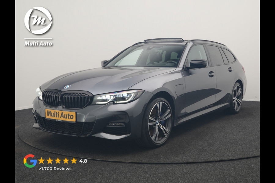 BMW 3 Serie Touring 330e xDrive M Sport PHEV 293pk Dealer O.H. | Panodak | Trekhaak Af Fabriek | Laser LED | Lederen Sportstoelen Memory & Verwarmd | Camera | Apple Carplay | Stuur Verwarmd | Blis | Adaptief Onderstel | Sfeerverlichting | 19"L.M | DAB | Plug In Hybrid |