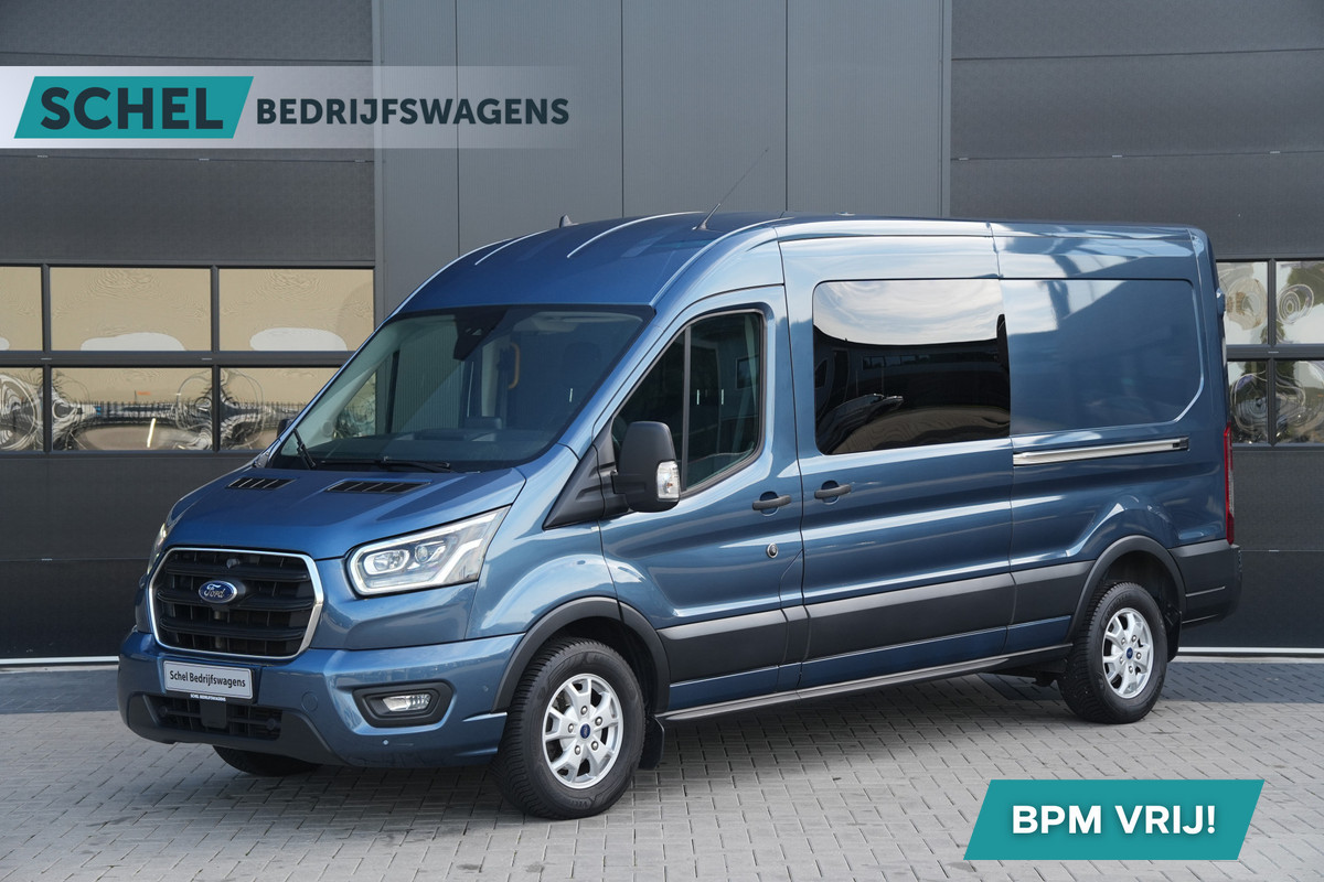 Ford Transit 350 2.0 TDCI L3H2 Limited DC 185pk 5 Zits - 2x Schuif - Trekhaak - Cruise - Camera - Bi Xenon - Carplay/Android - Rijklaar