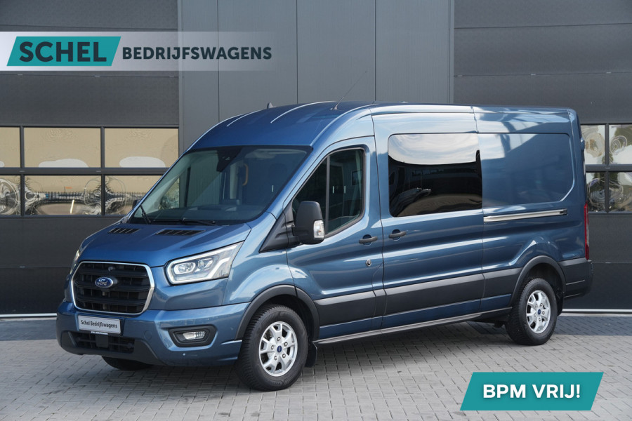 Ford Transit 350 2.0 TDCI L3H2 Limited DC 185pk 5 Zits - 2x Schuif - Trekhaak - Cruise - Camera - Bi Xenon - Carplay/Android - Rijklaar