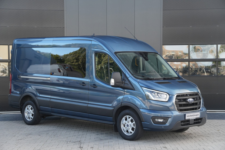 Ford Transit 350 2.0 TDCI L3H2 Limited DC 185pk 5 Zits - 2x Schuif - Trekhaak - Cruise - Camera - Bi Xenon - Carplay/Android - Rijklaar