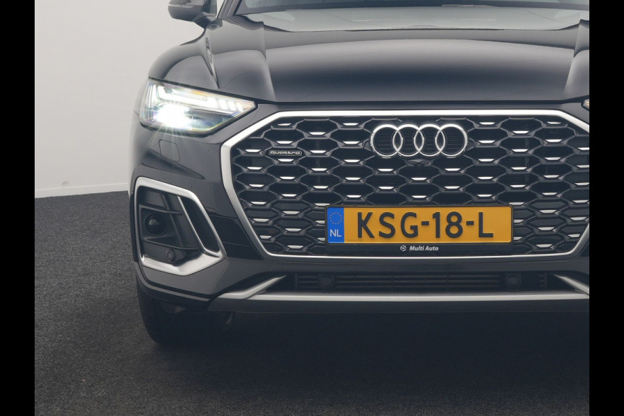 Audi Q5 Sportback 50 TFSI e 2x S Line PHEV 300pk Dealer O.H. | Trekhaak Af Fabriek | Panodak | 360 Camera | Matrix LED | Lederen Sportstoelen Verwarmd | Sfeerverlichting | Cruise Control | Navigatie | DAB | 20"L.M | Plug In Hybrid |