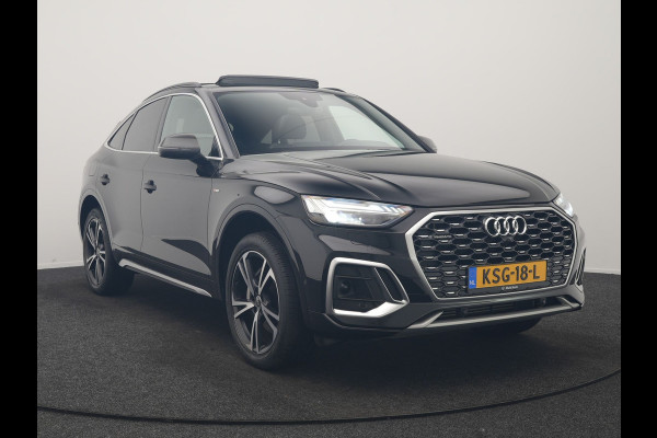 Audi Q5 Sportback 50 TFSI e 2x S Line PHEV 300pk Dealer O.H. | Trekhaak Af Fabriek | Panodak | 360 Camera | Matrix LED | Lederen Sportstoelen Verwarmd | Sfeerverlichting | Cruise Control | Navigatie | DAB | 20"L.M | Plug In Hybrid |