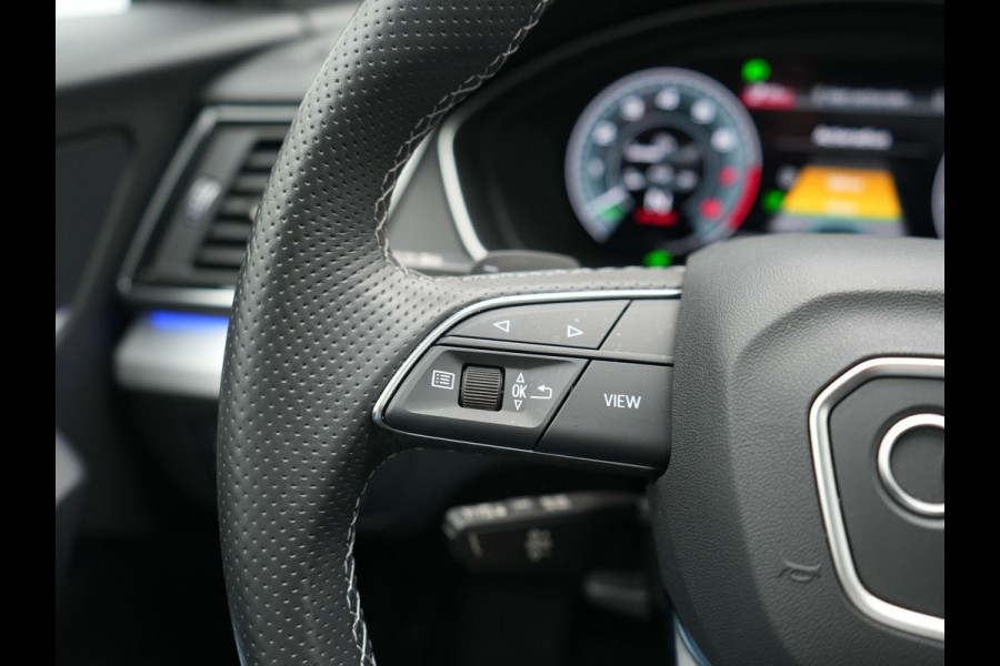 Audi Q5 Sportback 50 TFSI e 2x S Line PHEV 300pk Dealer O.H. | Trekhaak Af Fabriek | Panodak | 360 Camera | Matrix LED | Lederen Sportstoelen Verwarmd | Sfeerverlichting | Cruise Control | Navigatie | DAB | 20"L.M | Plug In Hybrid |