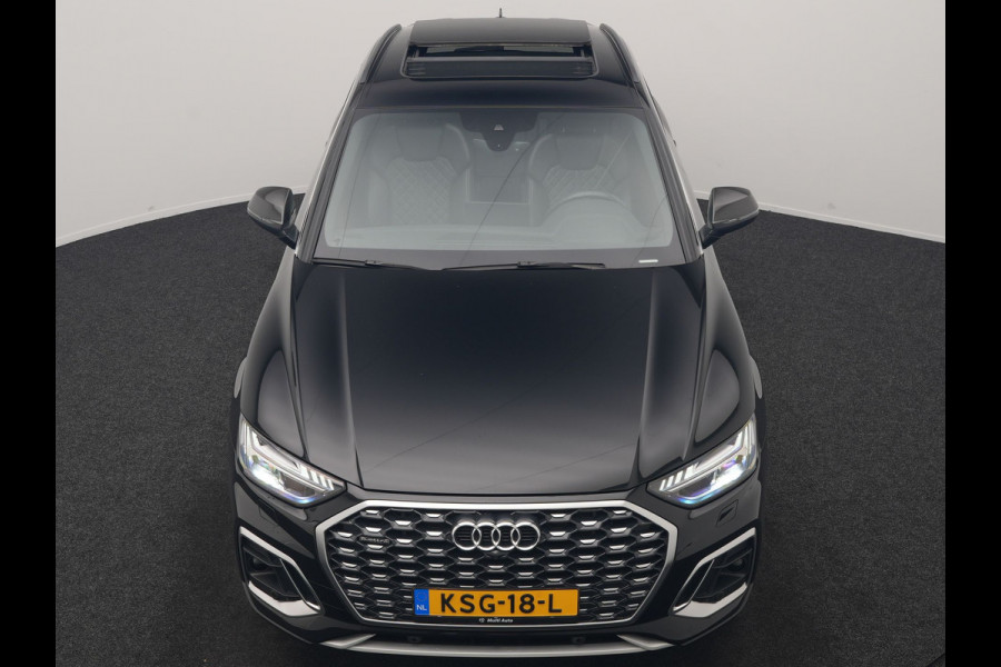 Audi Q5 Sportback 50 TFSI e 2x S Line PHEV 300pk Dealer O.H. | Trekhaak Af Fabriek | Panodak | 360 Camera | Matrix LED | Lederen Sportstoelen Verwarmd | Sfeerverlichting | Cruise Control | Navigatie | DAB | 20"L.M | Plug In Hybrid |
