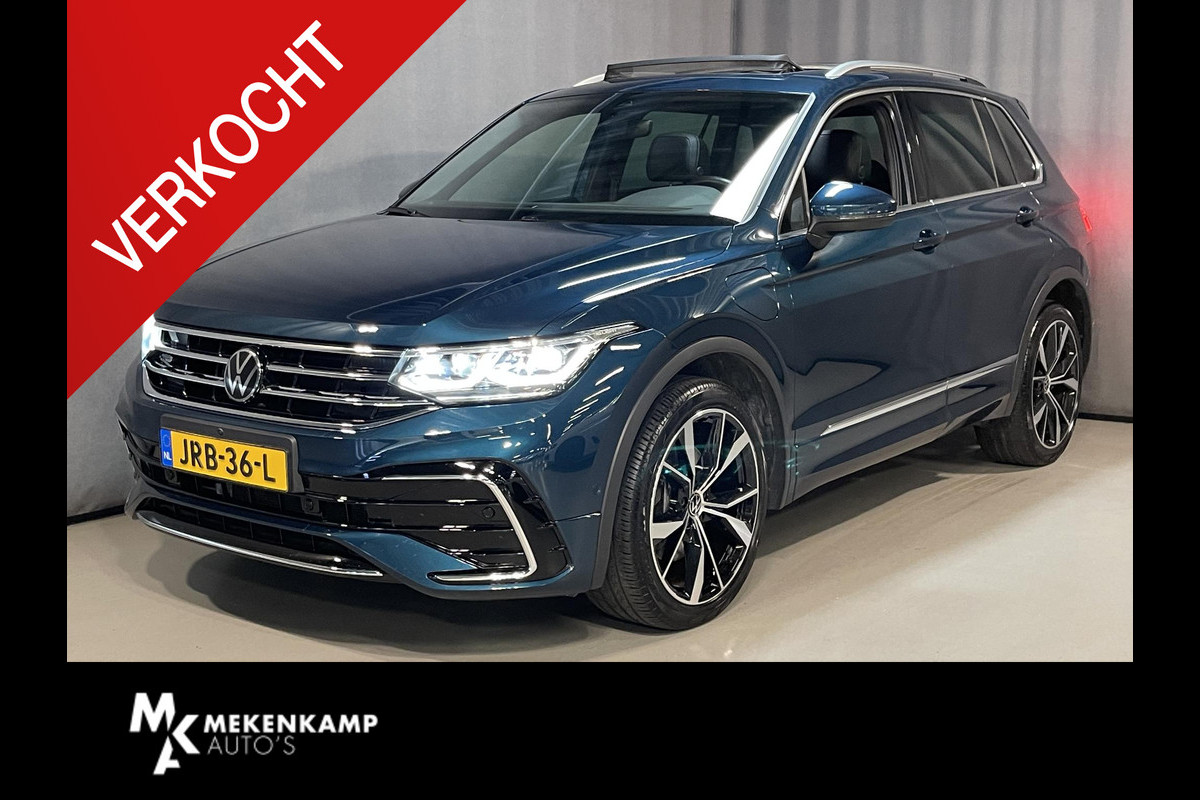Volkswagen Tiguan 1.4 TSI eHybrid R-Line Business+ FABRIEKSGARANTIE TOT 03-2027 20"/VOL Leder + memory/Panoramadak/360 camera/Elektrische klep/Dodehoek/Stuur + stoelverwarming/IQ Lights/Adaptieve cruise