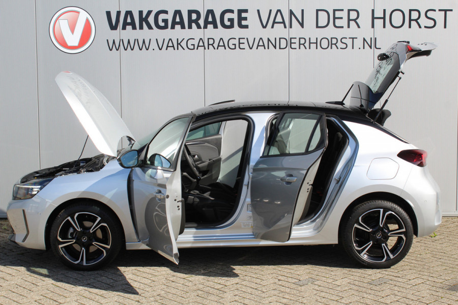 Opel Corsa 1.2-100pk Turbo Ultimate. In nieuwstaat verkerende Opel Corsa ! Autm. airco, cruise cntrl, lane assist, panoramadak, verwarmde stoelen, LM wielen, camera, pdc v+a, navigatie by Apple Carplay/Android auto, metallic, LED verl. etc.