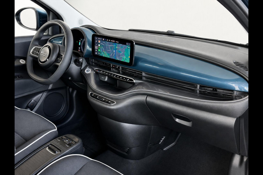 Fiat 500E 42 kWh Navigatie by Apple Carplay Android Auto camera Parkeersensoren rondom Dodehoekdetectie Cruise Control Stoelverwarming Keyless Entry Climate Control