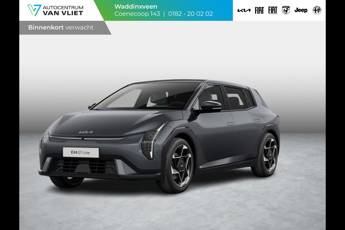 Kia EV4 GT-PlusLine 81.4 kWh | Actieprijs* | Navi. | Clima. | Adapt. Cruise. | Dodehoekcamera | Glazen Schuif-/Kanteldak | Harman Kardon | GT-Line Vegan Lederen Stoelbekleding | Slimme Parkeerassistentie
