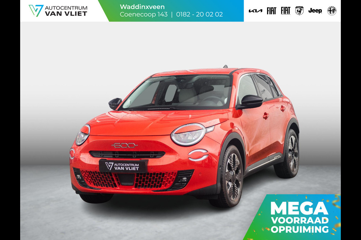 Fiat 600E La Prima 54 kWh | 17% Bijtelling | Carplay | Elek. Stoel | Stoelverwarming | Keyless | LED | Clima