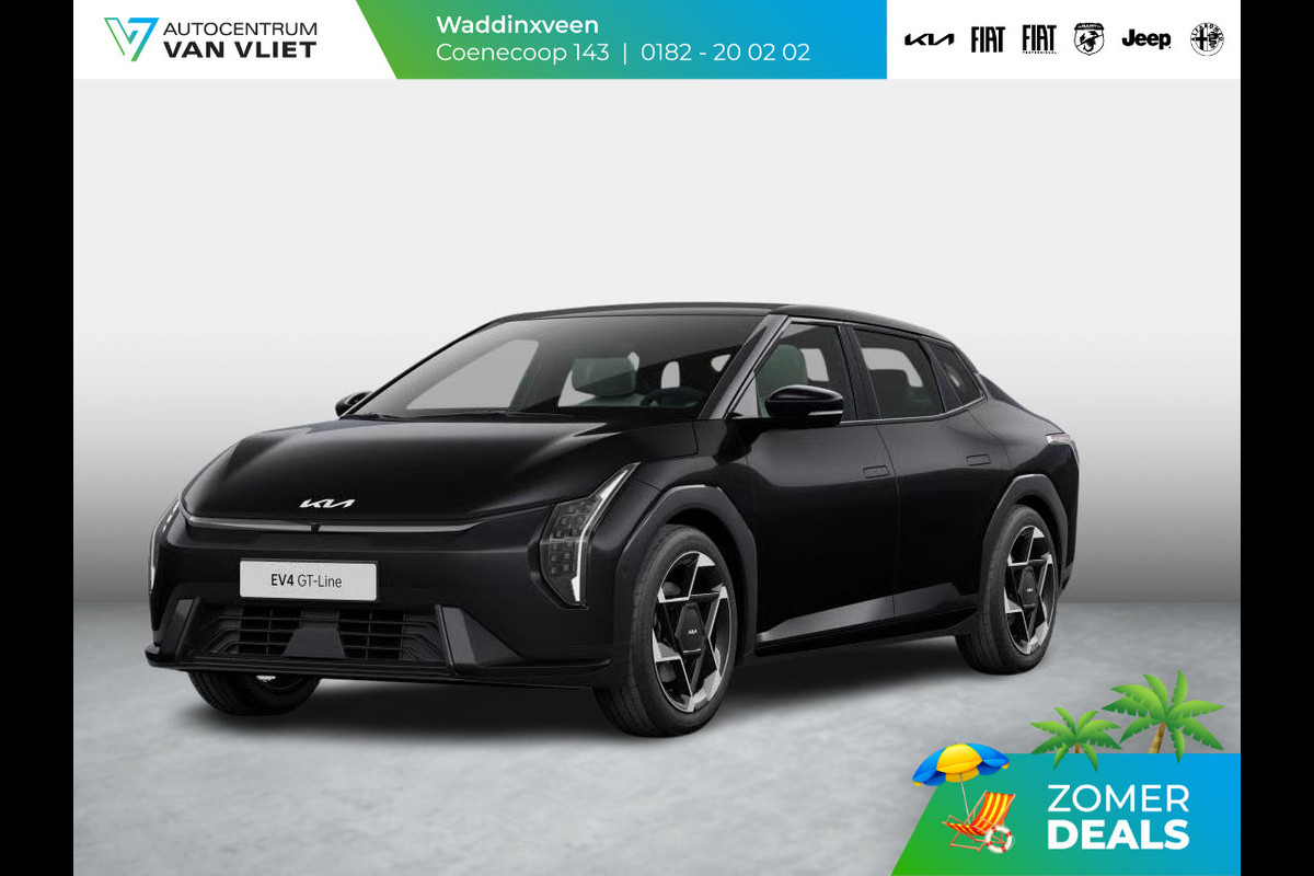Kia EV4 Fastback GT-Line Business Edition 81.4 kWh | Direct leverbaar! | Panodak | Navi. | Clima. | Adapt. Cruise. | Stoel&Stuur Verwarming | Dodehoekassistentie | GT-Line Vegan Lederen Stoelbekleding