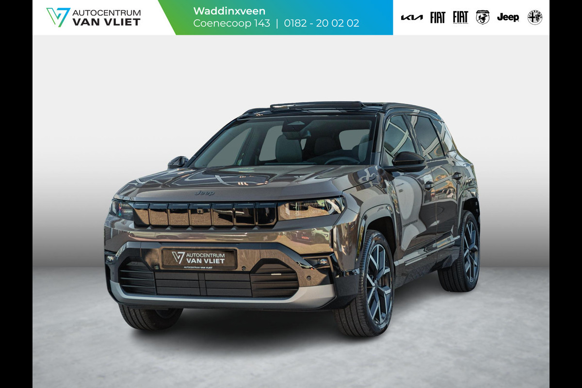 Jeep Compass First Edition 74 kWh | Direct leverbaar | Adapt. Cruise | Camera | Carplay | 20" | Elektr. A-Klep | Navi | Winter Pack | Schuif/Kanteldak | Premium Pack | Conv. Pack | Warmtepomp