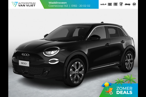 Fiat 600 1.2 Hybrid 136pk La Prima | Leder | Stoelmassage | Trekhaak | Camera| Carplay | Adapt. Cruise | Winter Pack