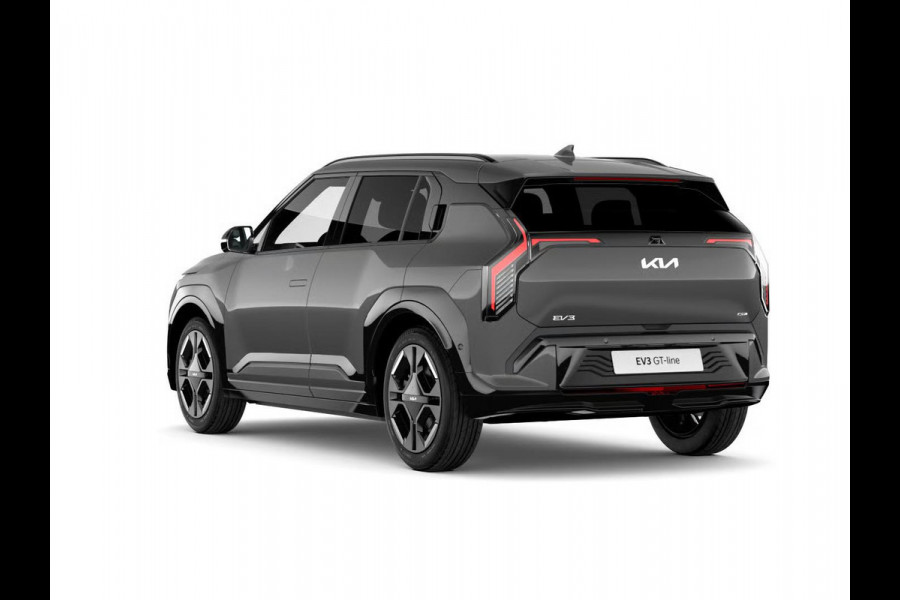 Kia EV3 GT-PlusLine 81.4 kWh | Actieprijs* | Navi. | Clima. | Adapt. Cruise. | Stoel&Stuur Verwarming | Glazen Kanteldak | Harman Kardon | Vegan Lederen Stoelbekleding 'GT-Line | Slimme Parkeerassistentie | Dodehoekcamera