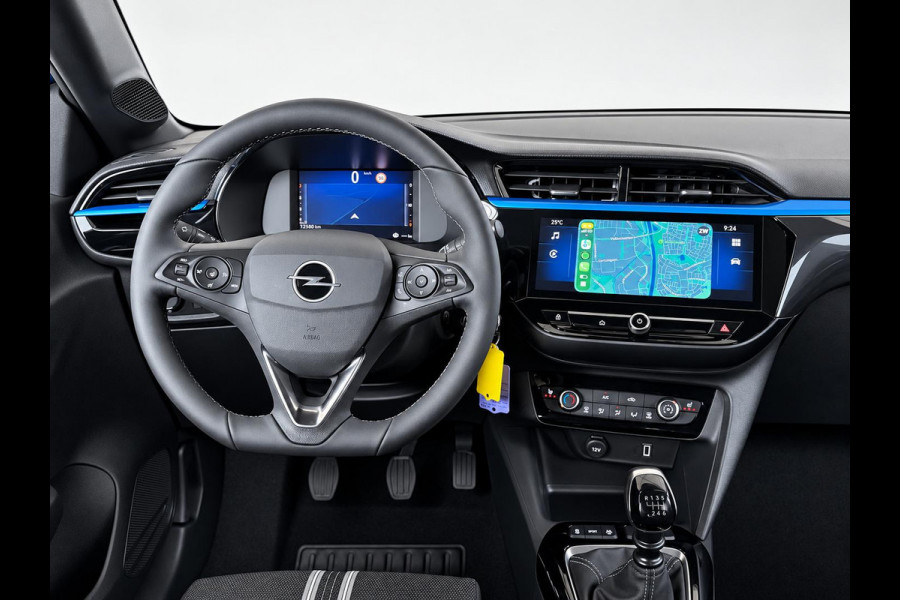 Opel Corsa 1.2 Turbo 100pk Facelift Navigatie By App Wireless Stoel en Stuurverwarming Parkeersensoren Airco Cruise Control Vertigo Black Roof  LMV Android Auto