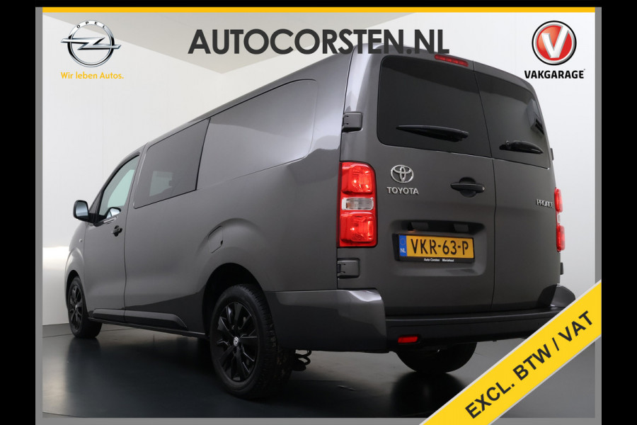 Toyota ProAce Worker 2.0D-4D L3H1 Dubbele Cabine 5-Persoons Ecc 3D-Navi Apple Carplay Android Auto Bluetooth Black Line Long DC Cruise Control Lmv Regen-Lichtsensor led Privacy Glas Schuifdeur 1e Eigenaar Dealeronderhouden Origineel Nederlandse Auto