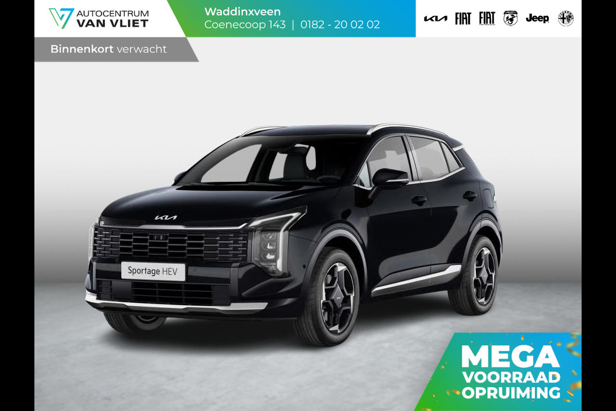 Kia Sportage 1.6 T-GDi Hybrid Black Edition Advanced | Actieprijs* | Navi. | Clima. | Adapt. Cruise. | Stoel&Stuur Verwarming | Panodak | Dodehoekassistentie | Black Edition Zwart Suede/Leder Bekleding