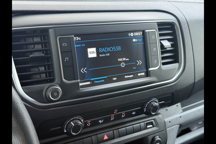 Peugeot Expert 2.0HDI 123PK 3-Persoons Euro 6 Imperiaal 2X Schuifdeur Trekhaak 360°Camera BlindSpot Assistent Apple Carplay Android Auto Cruise Betonplex Vloer Wandbetimmering Regen-Lichtsensor 2.500KG Trekgewicht 1e Eigenaar Origineel Nederlands