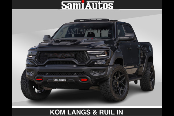 Dodge Ram TRX HELLCAT | 6.2 V8 712PK SUPERCHARGER | € 129.50 excl | RODE STIKSELS | FULLY LOADED | CARBON | CREW CAB | DUBBELE CABINE | 5 PERSOONS | De specialist in Amerikaanse pick‑ups in Nederland en Europa.
