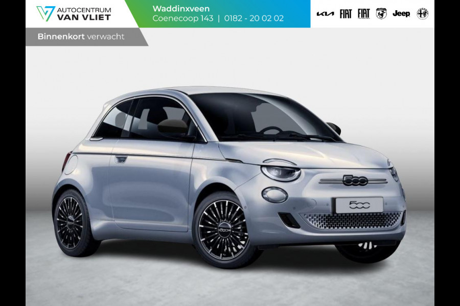 Fiat 500E La Prima 42 kWh | Clima | LED | PDC | JBL Premium Audio | 17" | Camera | BSM | Canneloni Ivory/Piombo interieur