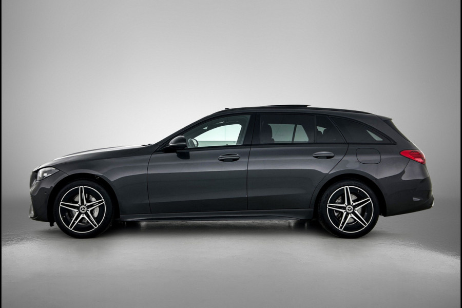 Mercedes-Benz C-Klasse Estate 300 e AMG Line | AMG-LIne In en exterieru | Sfeefverlichting | Stoe verwarming + Koeling | Trekhaak | Pano- Schuif kanteldak | Inclusief 24 maanden Mercedes-Benz Certified garantie voor Europa.